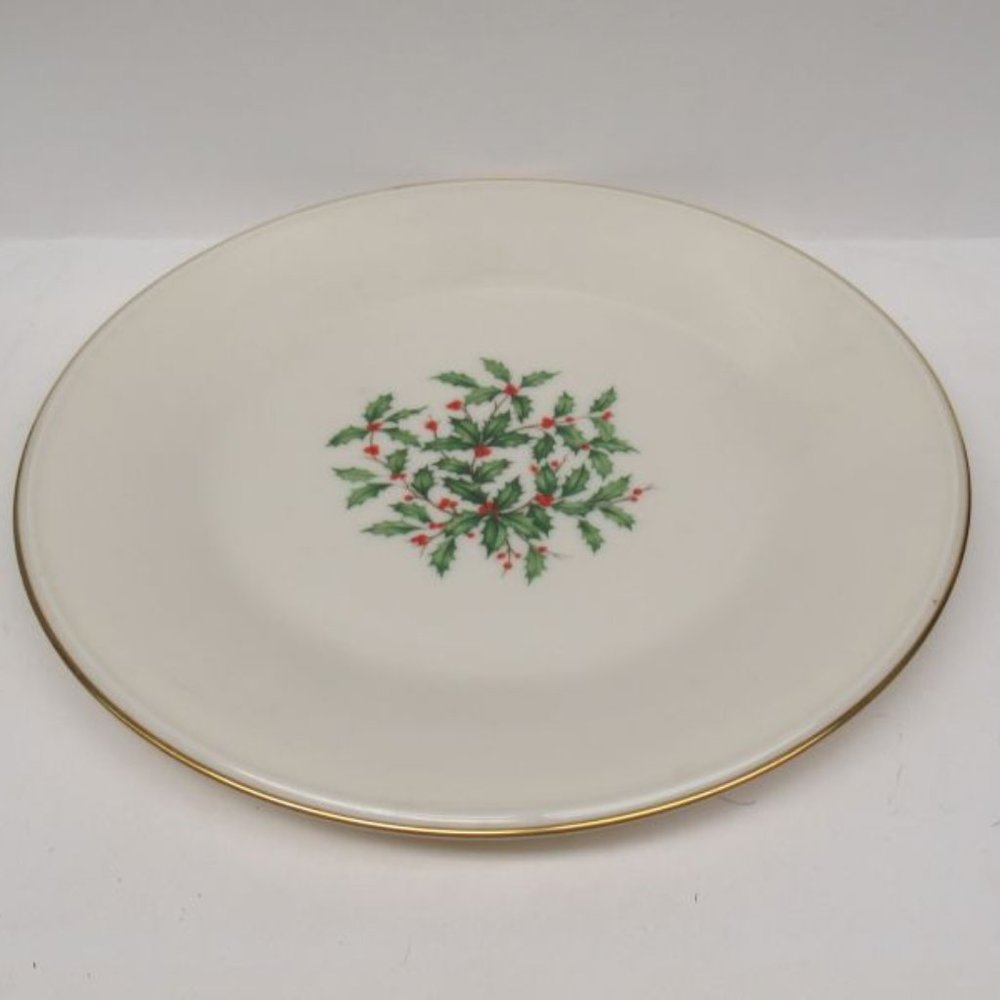 Lenox China HOLIDAY SPECIAL Gold Trim Small Decal 10 1/2 Inch Plate U.S.A.
